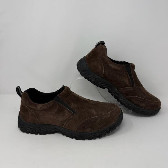Duluth Trading Suede Slip-On Trail Shoes Men’s 9 W Brown Hiking Mocs - Picture 1 of 8